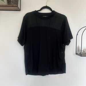 Adidas X Stella McCartney Black Short Sleeve Side Snap Athletic Shirt Medium